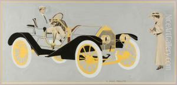 Model 20 Hudson Motor Car Oil Painting by Coles Phillips