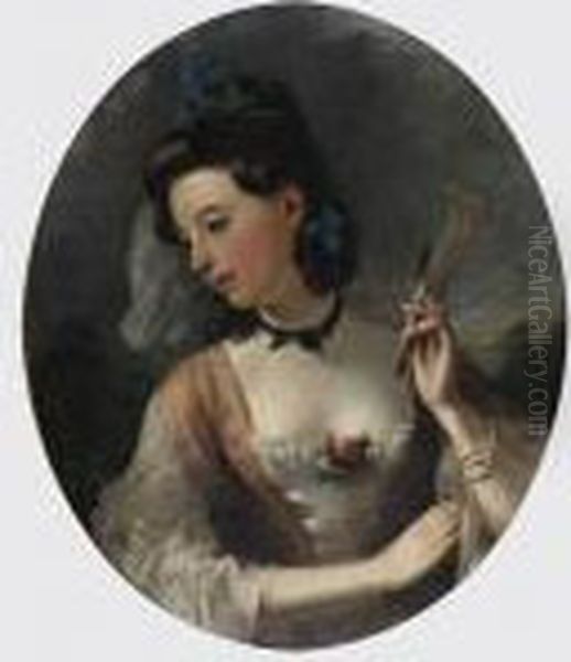 Lady Holding Fan Oil Painting by Thomas Phillips