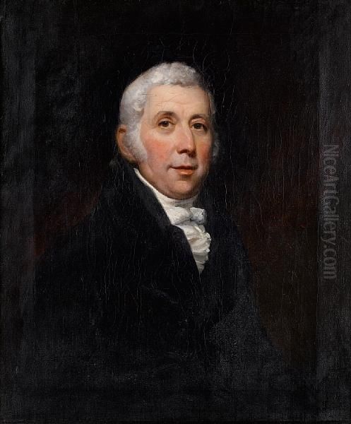 Portrait Of Mr Hozier Of Bradford On Avon,half-length, In A Black Coat And A White Cravat Oil Painting by Thomas Phillips