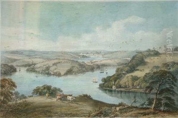 Truro And The River Fal From Opposite Tregothnan House. by James George Philp