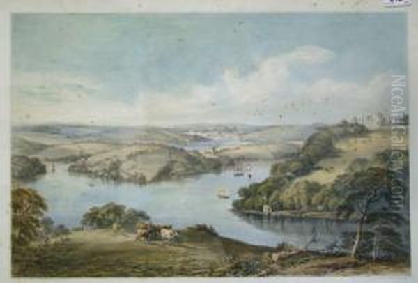 Truro And The River Fal From Opposite Tregothnan House Oil Painting by James George Philp