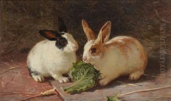 Rabbits Oil Painting by Edward Robert Physick