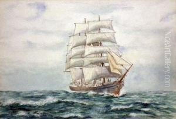 Seascapes With Schooners In Full Sail Oil Painting by Nino William Physick