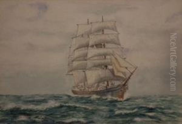 Seascapes With Schooners Infull Sail Oil Painting by Nino William Physick