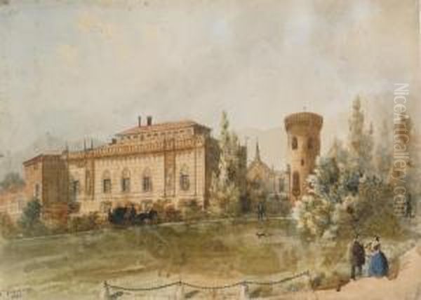 Il Castello Di Envie Con Figure Oil Painting by Carlo Piacenza