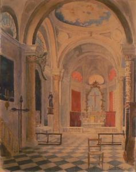 Interno Di Chiesa Oil Painting by Santo Piatti