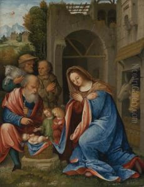 The Adoration Of The Shepherds Oil Painting by Martino Piazza Di Lodi