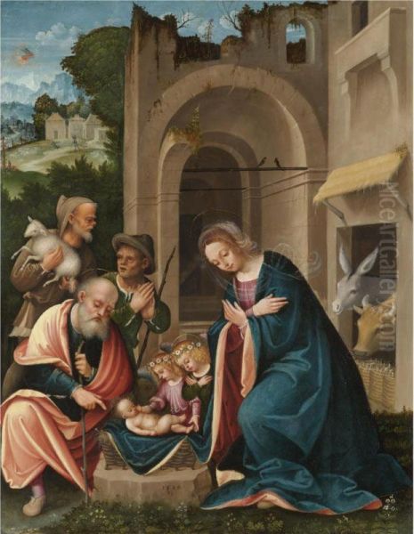 The Adoration Of The Shepherds Oil Painting by Martino Piazza Di Lodi