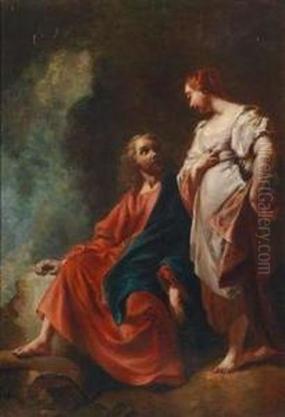 Christ And The Woman Of Samaria At Thewell Oil Painting by Giovanni Battista Piazzetta