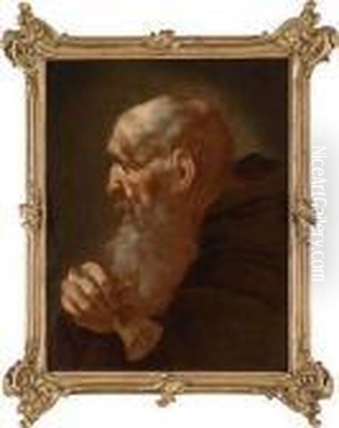 Saint Anthony The Hermit With A Bell Oil Painting by Giovanni Battista Piazzetta