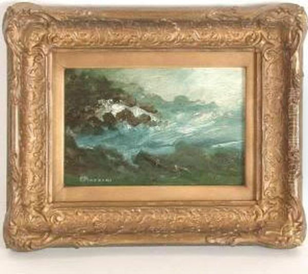 Piazzoni, Painting, Rough Surf Oil Painting by Gottardo Piazzoni