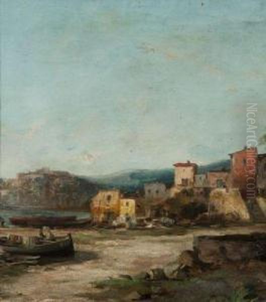 Vue D'un Port Oil Painting by Edmond Picard