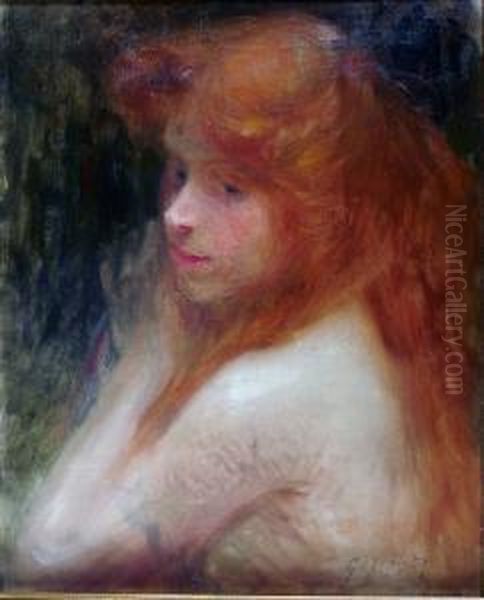 Portrait De Jeune Fille Rousse Oil Painting by Georges Picard