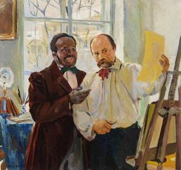 Kunstler Und Sammler Im Atelier Oil Painting by Louis Picard