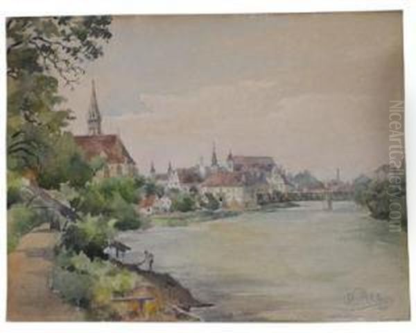 A View Of Steyr Oil Painting by Rudolf Pichler