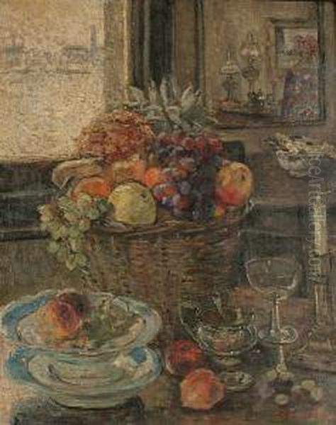 Still Life Of A Bowl Of Fruit Oil Painting by Louise Pickard