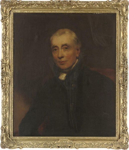 Portrait Of The Reverend Isaac Donnithorn Of Hereford, Half-length,in A Black Coat And White Stock Oil Painting by Henry William Pickersgill