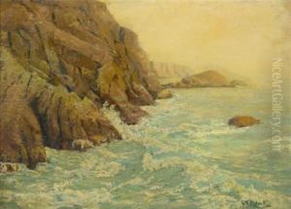 Waves On The Bluff Oil Painting by George W. Picknell