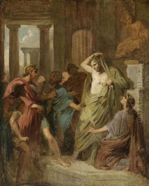 Mythological Scene In A Temple Oil Painting by Francois Edouard Picot