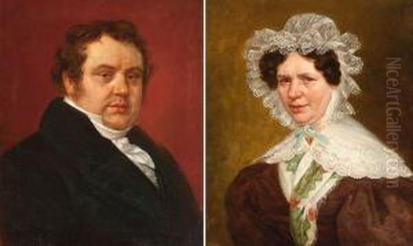 Double Portrait De Monsieur Joseph Albert Libert Et Angelica Vander Straeten Oil Painting by Charles Picque