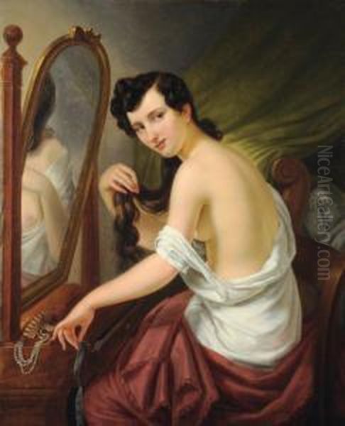 Femme A La Toilette Oil Painting by Charles Picque