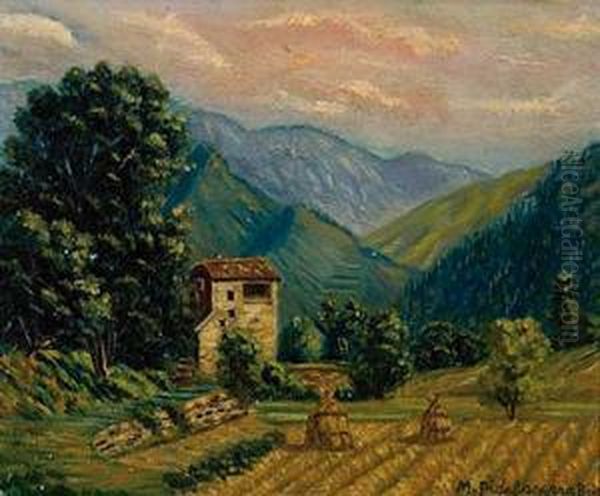 Paisaje Con Masia Oil Painting by Mariano Pidelaserra Y Brias