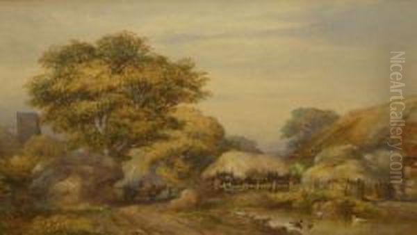 Rustic Farming Scene Oil Painting by Henry Clarke Pidgeon