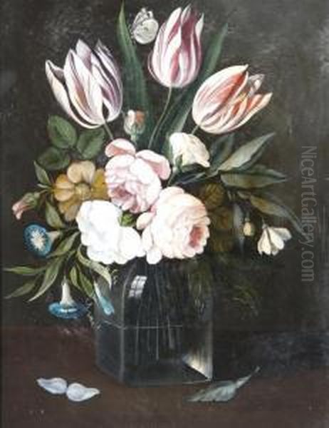 Floral Still Life Oil Painting by Frans Xaver Pieler