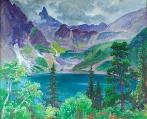 Morskie Oko Oil Painting by Ignacy Pienkowski