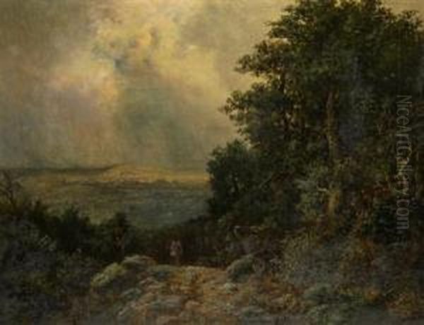 A Landscape With A Pilgrim Oil Painting by August Bedrich Piepenhagen