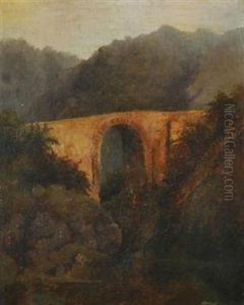 Bergviadukt Oil Painting by August Bedrich Piepenhagen