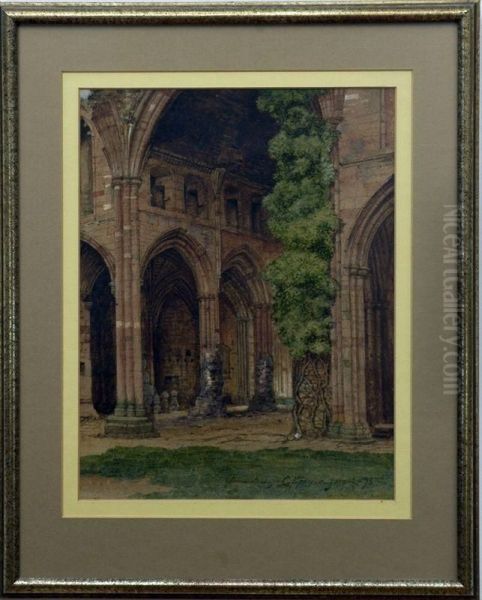 Melrose Abbey Oil Painting by Charles Franklin Pierce