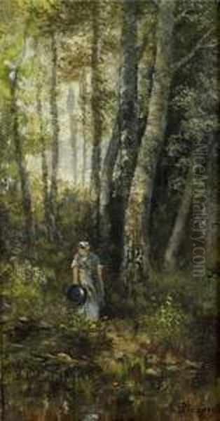 Femme Dans Un Sous-bois Oil Painting by Francois Pierdon