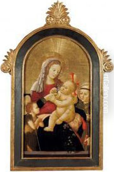 Madonna Col Bimbo, San Giovannino E San Francesco (?) Oil Painting by Piero Di Lorenzo Di Pratese