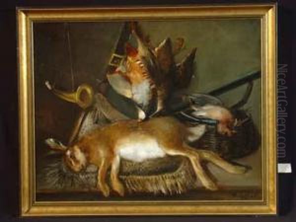 Jagdstillleben Mit Hase U. Geflugel Oil Painting by Nicolas Constant Pierrat