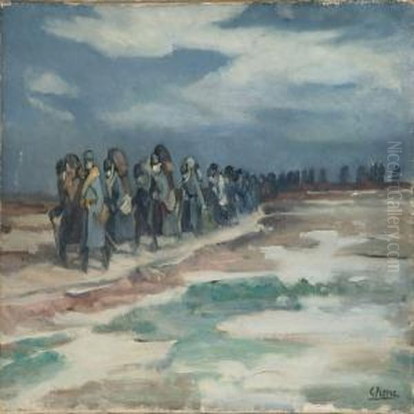 Soldiers Onmarch Oil Painting by Gustave Rene Pierre