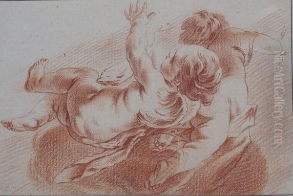 Deux Putti Oil Painting by Jean-Baptiste-Marie Pierre