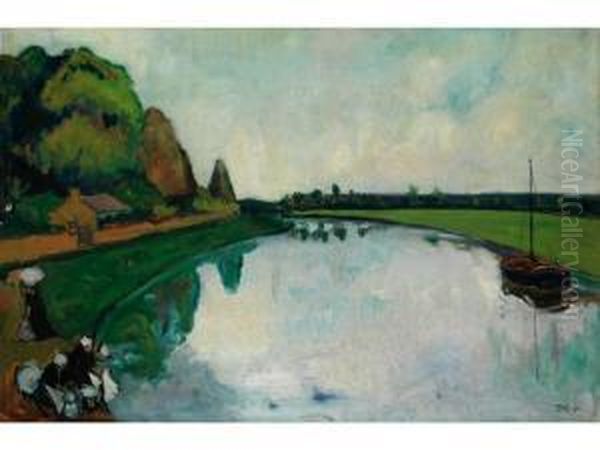 Flusslandschaft Oil Painting by Fernand Piet