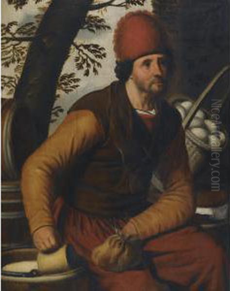 A Peasant With A Basket Of Eggs Oil Painting by Pieter Pietersz