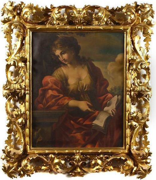 The Samian Sibyl In An Ornate Frame Oil Painting by Pietro Da Cortona (Barrettini)