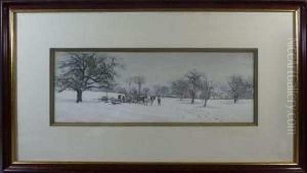 Le Ramassage Du Bois Par Temps De Neige Oil Painting by Ludovic Piette