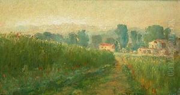 Paisaje Con Masia. Oil Painting by Manuel Pigem Ras