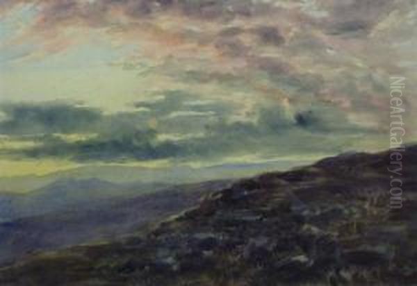 Moorland Sunset Oil Painting by Charles Pigott