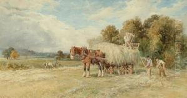 Haymaking At Newark, Nottinghamshire Oil Painting by Walter Henry Pigott