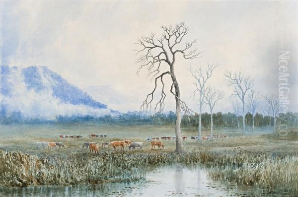 Pastoral Ideal, Tasmania Oil Painting by William Charles Piguenit