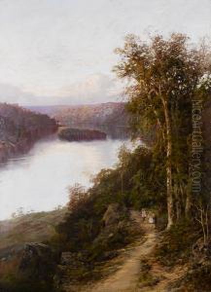 Lane Cove River From Cliffs Near Bridge, New South Wales Oil Painting by William Charles Piguenit