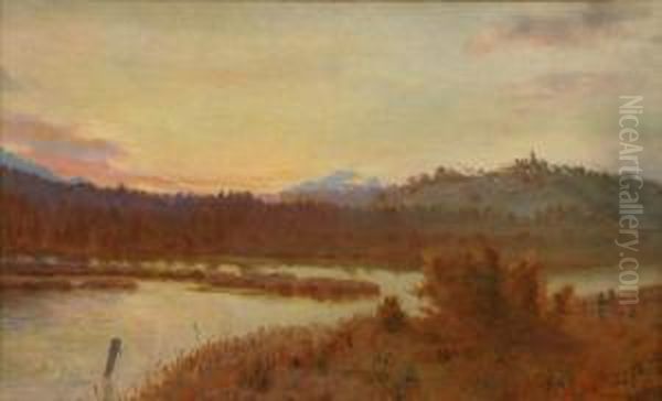 Lake And Mountains Oil Painting by William Charles Piguenit