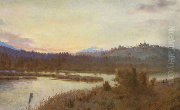 Lake And Mountains Oil Painting by William Charles Piguenit