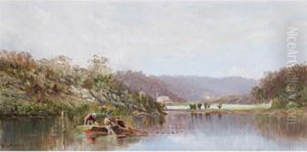 On Lane Cove River Oil Painting by William Charles Piguenit