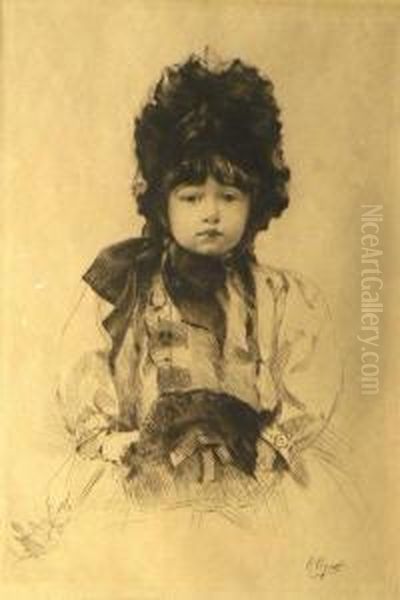 Portrait Of A Little Girl Oil Painting by Rodolphe Piguet